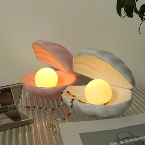 Creative Shell Artificial Pearl Night Light Desktop Atmosphere Table Lamp Bedside Decoration Jewelry Storage Novelty Gift For Girls