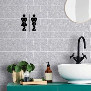 Waterproof frosted black PVC toilet door sign showing universal male and female symbols