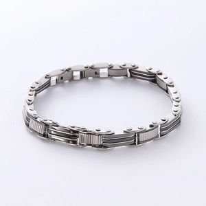 Men Industrial Mechanical Style Bracelet 304 Stainless Steel Chain Hip Hop Punk Jewelry Silver Black