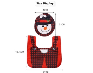 Christmas toilet seat cover and floor mat set with red plaid pattern and size details