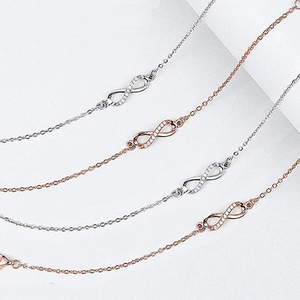 Elegant 925 sterling silver infinity bracelets with cubic zirconia in silver and rose gold