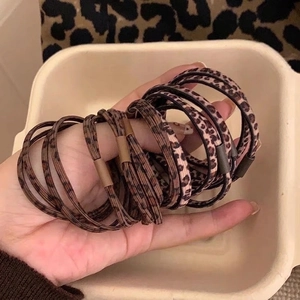 High Elasticity Hair Ties Leopard Print Gingham Pattern Durable Ponytail Holders Elastic Fiber Fabric Hair Ropes
