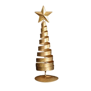 Golden spiral iron Christmas tree table decoration with sequins and star topper