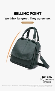 Close-up of dark green lychee leather texture and side zipper detail on women bag