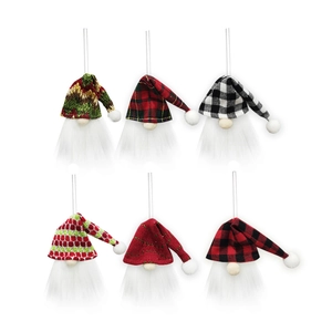 Set of 6 Nordic Christmas Gnomes featuring knitted hats and faux fur beards for decor