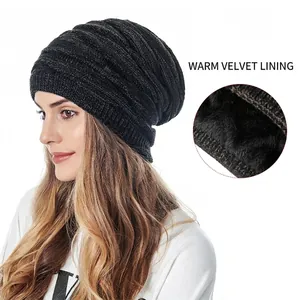 Unisex knit beanie with diamond pattern, fleece lining for winter warmth, side view