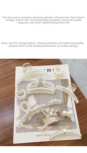 Detailed collection of French vintage pearl hair clips in various elegant shapes