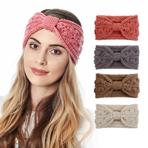 Bandeau d'hiver en tricot torsadé pour femme avec nœud chaud disponible en cinq couleurs