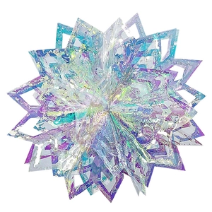 Holographic star snowflake hanging ornament for Christmas party, window display and holiday decor.