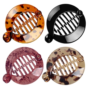 Circular Banana Hair Clips PC Plastic Tortoise Shell Pattern Interlocking Teeth Ponytail Holder Accessory For Women Retro Style
