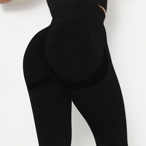 Detail of high waist seamless yoga leggings featuring scrunch butt and mesh texture