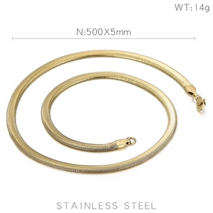 Macro view of 5mm gold snake chain necklace in stainless steel with lobster clasp