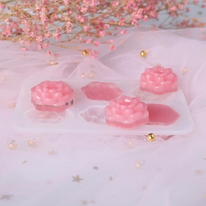 Dettaglio dello stampo in silicone a 6 cavità a forma di rosa con fiori in resina