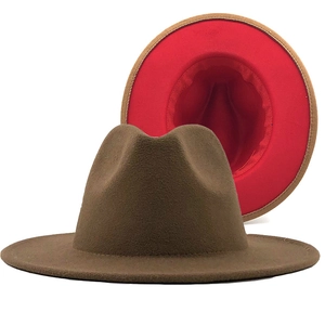 Chapeau Fedora En Feutre De Laine Contraste Bicolore Large Bord Casquette Jazz Unisexe Mode Élégante