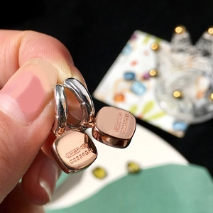 Cushion cut morandi stone S925 silver stud earrings showing back hallmark and serial engraving