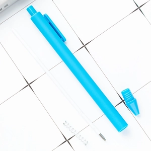 Blue retractable ballpoint pen candy color plastic push stationery pen writing tool wholesale