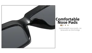 Nahaufnahme der bequemen Nasenpads bei der schwarzen quadratischen Sonnenbrille
