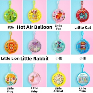 Detailed collection of 12 colorful EVA mini round coin purses with cartoon patterns and hooks