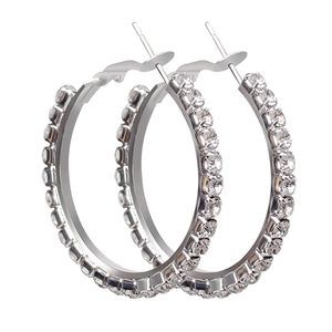 Copper Rhinestone Hoop Earrings Sparkling Oversized Elegant Fashion Celebrity Style Jewelry For Women