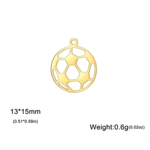 Golden 304 stainless steel soccer pendant 13x15mm mini sports charm for DIY jewelry