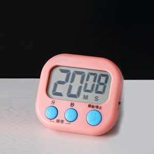 Pink digital kitchen timer with LCD display and blue buttons for precise cooking countdown