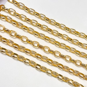 Parallel 14K gold plated oval link chains for DIY jewelry making and necklaces