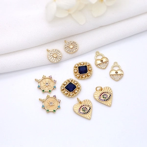 Pendant Charms 14K Gold Plated Brass Zircon Heart Evil Eye Star For DIY Necklace Jewelry Making Findings