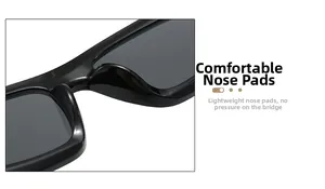 Détail des plaquettes de nez intégrées confortables sur ces lunettes de soleil carrées