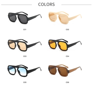 Detailed grid of oversized acetate pilot sunglasses in six trendy assorted color options