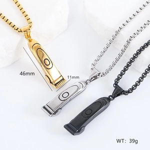 Men 304 Stainless Steel Hair Clipper Pendant Necklace Barber Shop Theme Trendy Hip Hop Jewelry Trimmer Razor Accessory