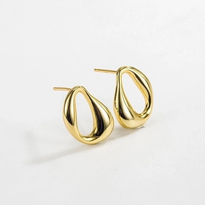 925 Sterling Silver Stud Earrings Geometric Irregular Twisted Hollow Teardrop Minimalist Elegant Jewelry For Women