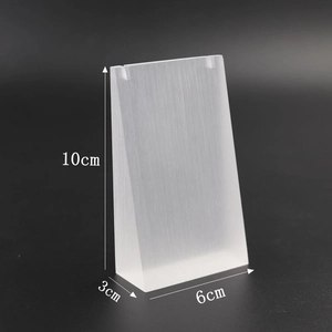 Frosted acrylic jewelry stand with 10x6x3cm dimensions and stable prism design