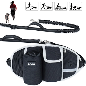 Outdoor dog walking waist bag with bungee leash and water bottle holder for running