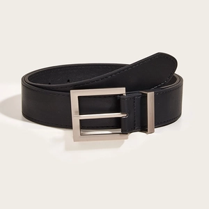 Minimalist Vintage Belt Faux Leather Waist Strap With Alloy Square Pin Buckle For Women Jeans Trousers