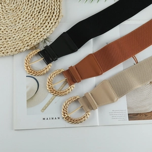 Set di cinture elastiche da donna con fibbie dorate nei colori nero marrone e beige