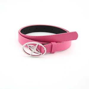 Women Fashion Belt Faux Leather Thin Waist Strap Star Elliptical Metal Buckle Y2K Trendy Casual Jeans Accessory