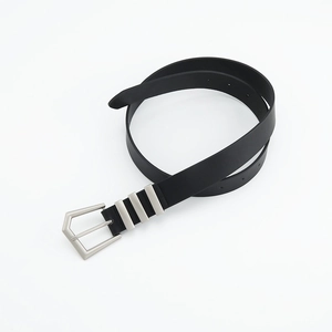 Women Faux Leather Belt With Geometric Alloy Pin Buckle Versatile Fashion Decorative Waistband For Jeans