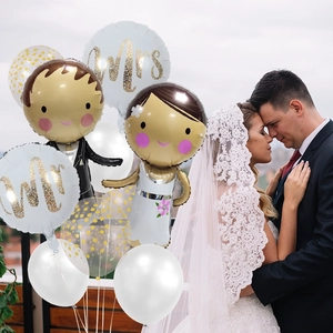 Wedding balloon set with Mr and Mrs foil balloons and bride and groom shapes