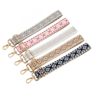 Adjustable geometric diamond patterned replacement straps with gold buckles for handbags