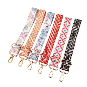 Adjustable wide shoulder strap set with colorful floral heat transfer prints for bags