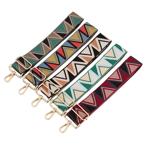 Adjustable wide replacement shoulder straps with geometric chevron patterns and gold hardware