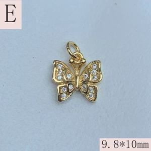 Macro view of crystal zircon butterfly pendant measuring 9.8mm by 10mm for DIY jewelry