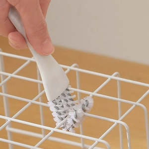 Multipurpose kitchen stove cleaning brush for gaps and mesh racks with white bristles