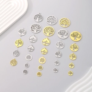 Tree Of Life Charms Stainless Steel Hollow Out Round Pendants DIY Jewelry Making Accessories Gold Silver Fashion
