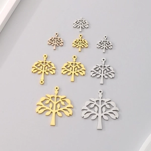 Ciondoli Albero della Vita in acciaio inossidabile argento, oro e oro rosa lucido