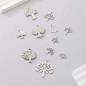 Set di dieci ciondoli albero della vita e albero di Natale in acciaio inox per bigiotteria