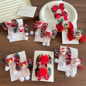 Set mollette di Natale con fiocchi a quadri, corna di renna e campanellini festivi