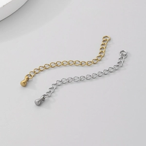 Polished 18K gold and silver stainless steel extender chains for DIY jewelry making