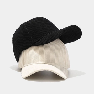 Classic corduroy baseball cap in black and beige, textured vintage style for men and women