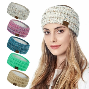 Winter thermal knit headbands in five colors with soft fleece lining for women